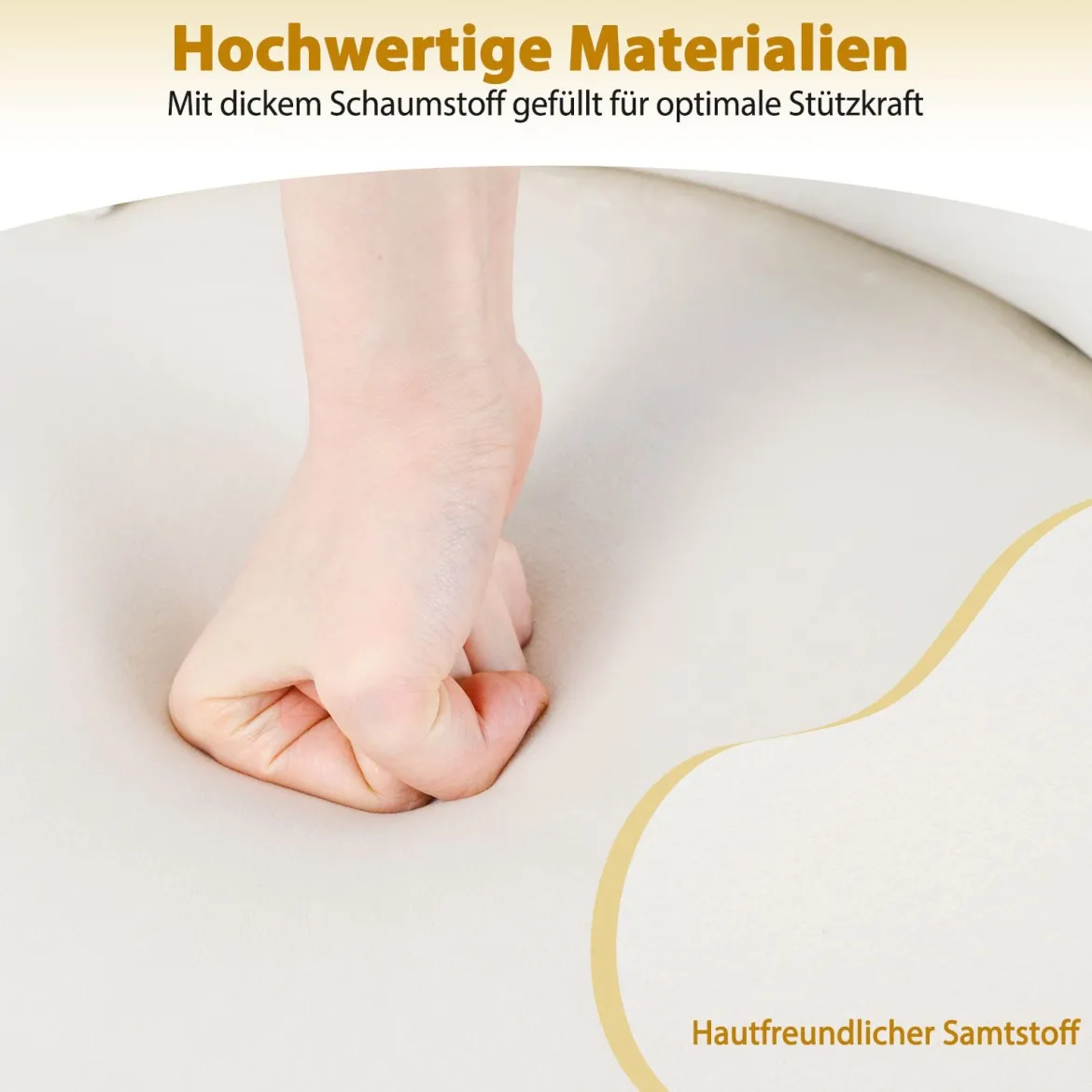 Samt-Vanity-Stuhl mit Lehne gepolsterter Vanity-Hocker mit tief getufteter Rückenlehne Weiß