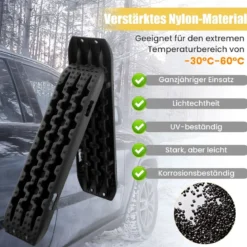 Sandbleche Offroad 2 Stücke Anfahrhilfe Reifenleiter für Sand/Schlamm/Schnee 107 x 31 x 7 cm Schwarz