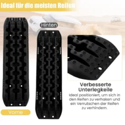 Sandbleche Offroad 2 Stücke Anfahrhilfe Reifenleiter für Sand/Schlamm/Schnee 107 x 31 x 7 cm Schwarz
