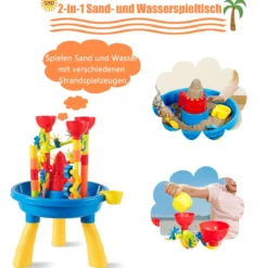 Sandkastentisch 2-in-1 Strandspielzeug Set mit Sandschaufel 46 x 46 x 66 cm
