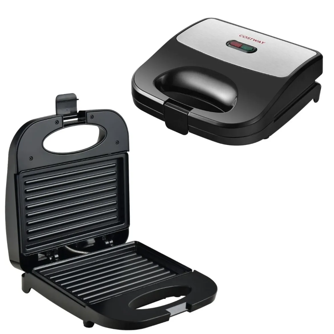 Sandwichmaker 750 W vielseitiger Indoor-Grill mit kühlbleibendem Griff rutschfesten Füßen Paninimaker