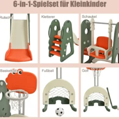 Schaukelgerüst Rutschen- und Schaukel-Set für Kleinkinder 172 x 182 x 108-120 cm Orange