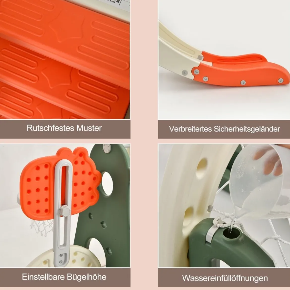Schaukelgerüst Rutschen- und Schaukel-Set für Kleinkinder 172 x 182 x 108-120 cm Orange
