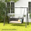 Schaukelgestell aus Metall mit 5 Aufhängeringen Schaukelständer 210 x 115 x 175 cm Schwarz