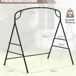 Schaukelgestell für Hängebank Gestell für Hollywoodschaukel 180 x 133 x 182 cm Schwarz