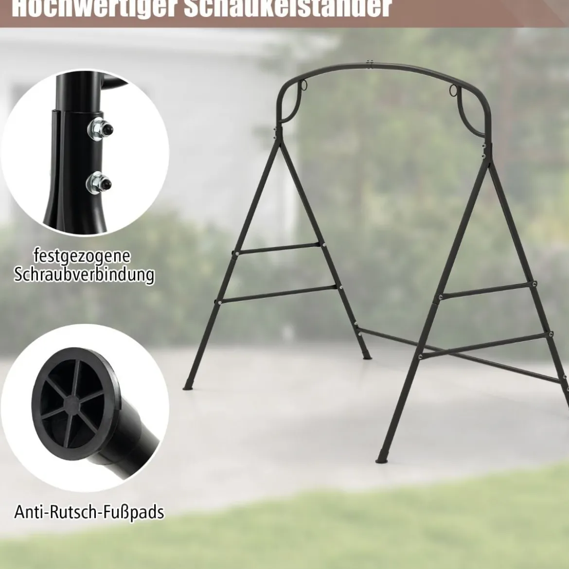 Schaukelgestell für Hängebank Gestell für Hollywoodschaukel 180 x 133 x 182 cm Schwarz