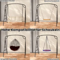 Schaukelgestell mit 2 Aufhängemöglichkeiten Gestell für Nestschaukel Schwarz