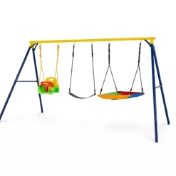 Schaukelgestell Outdoor 3 in 1 Schaukel Set mit Babyschaukel U-Schaukel & Nestschaukel