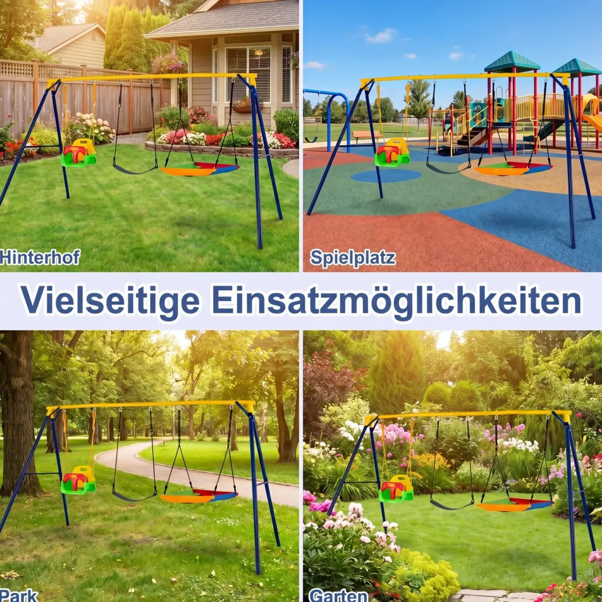 Schaukelgestell Outdoor 3 in 1 Schaukel Set mit Babyschaukel Gartenschaukel für Kinder von 3-10 Jahren