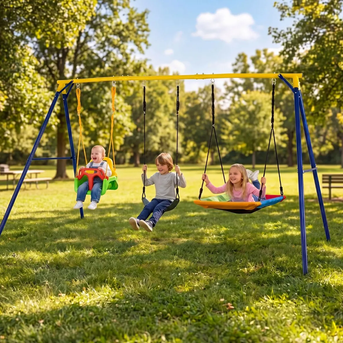 Schaukelgestell Outdoor 3 in 1 Schaukel Set mit Babyschaukel Gartenschaukel für Kinder von 3-10 Jahren