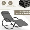 Schaukelliegestuhl mit Abnehmbarem Kopfstützkissen & Atmungsaktivem Polster Grau