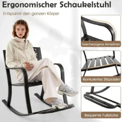 Schaukelstuhl aus Aluminiumguss mit Fußstütze Schaukelsessel Relaxstuhl Schwingsessel