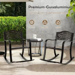 Schaukelstuhl aus Aluminiumguss mit Fußstütze Schaukelsessel Relaxstuhl Schwingsessel