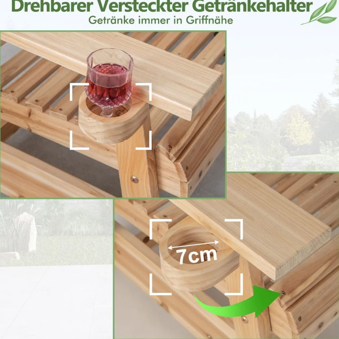 Schaukelstuhl aus Holz für den Außenbereich 80 x 81 x 87 cm Natur