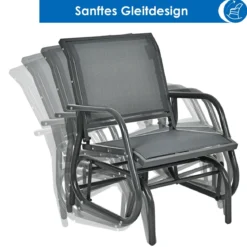 Schaukelstuhl Gartenstuhl Outdoor-Schaukelstuhl mit Metallrahmen Schwingsessel wasserdicht Grau