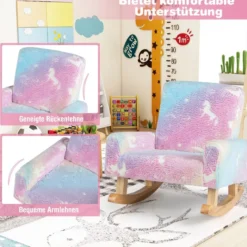 Schaukelstuhl Kinder Kindersofa im Dunkeln Leuchtend Kindersessel gepolstert aus Flanellstoff Bunt