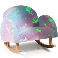 Schaukelstuhl Kinder Kindersofa im Dunkeln Leuchtend Kindersessel gepolstert aus Flanellstoff