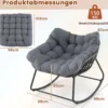 Schaukelstuhl mit Dickem & Abnehmbarem Kissen Übergroßer Schaukelsessel Relaxsessel Grau