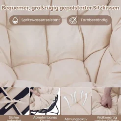 Schaukelstuhl mit Hocker Schaukelsessel mit PE-Rattan & Metallrahmen ergonomischer Relaxsessel