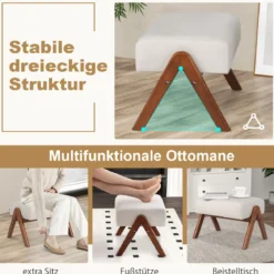 Schaukelstuhl mit Ottomane Gepolsterter Schaukelsessel mit Rückenlehne & Seitentasche
