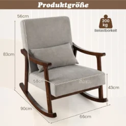 Schaukelstuhl Sessel Wohnzimmer Gepolsterter Loungesessel mit Armlehnen Braun