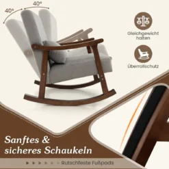Schaukelstuhl Sessel Wohnzimmer Gepolsterter Loungesessel mit Armlehnen Braun