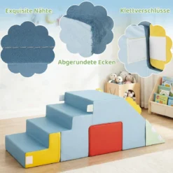 Schaumstoff Bausteine für Kinder Kleinkind-Klettergerüst mit Rutsche & Treppe Weiche Kletterspielzeug Bunt