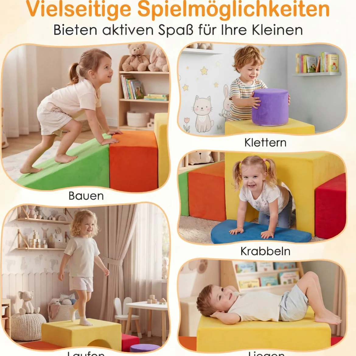 Schaumstoff Bausteine 6-Teilige Weiche Schaumstoffbausteine aus Samt Indoor Softbausteine