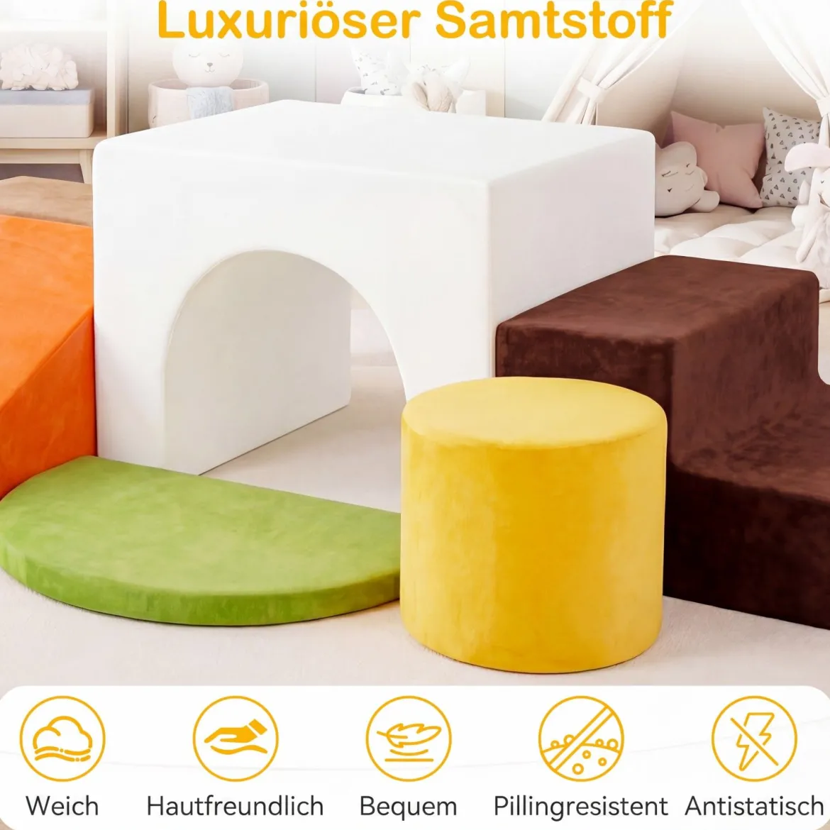 Schaumstoff Bausteine 6-Teilige Weiche Schaumstoffbausteine aus Samt Indoor Softbausteine