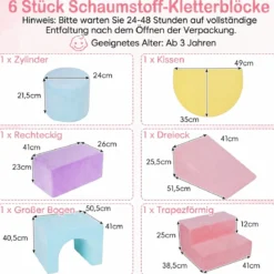 Schaumstoff Bausteine 6-Teilige Weiche Schaumstoffbausteine aus Samt Indoor Softbausteine