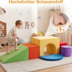 Schaumstoff Bausteine 6-Teilige Weiche Schaumstoffbausteine aus Samt Indoor Softbausteine