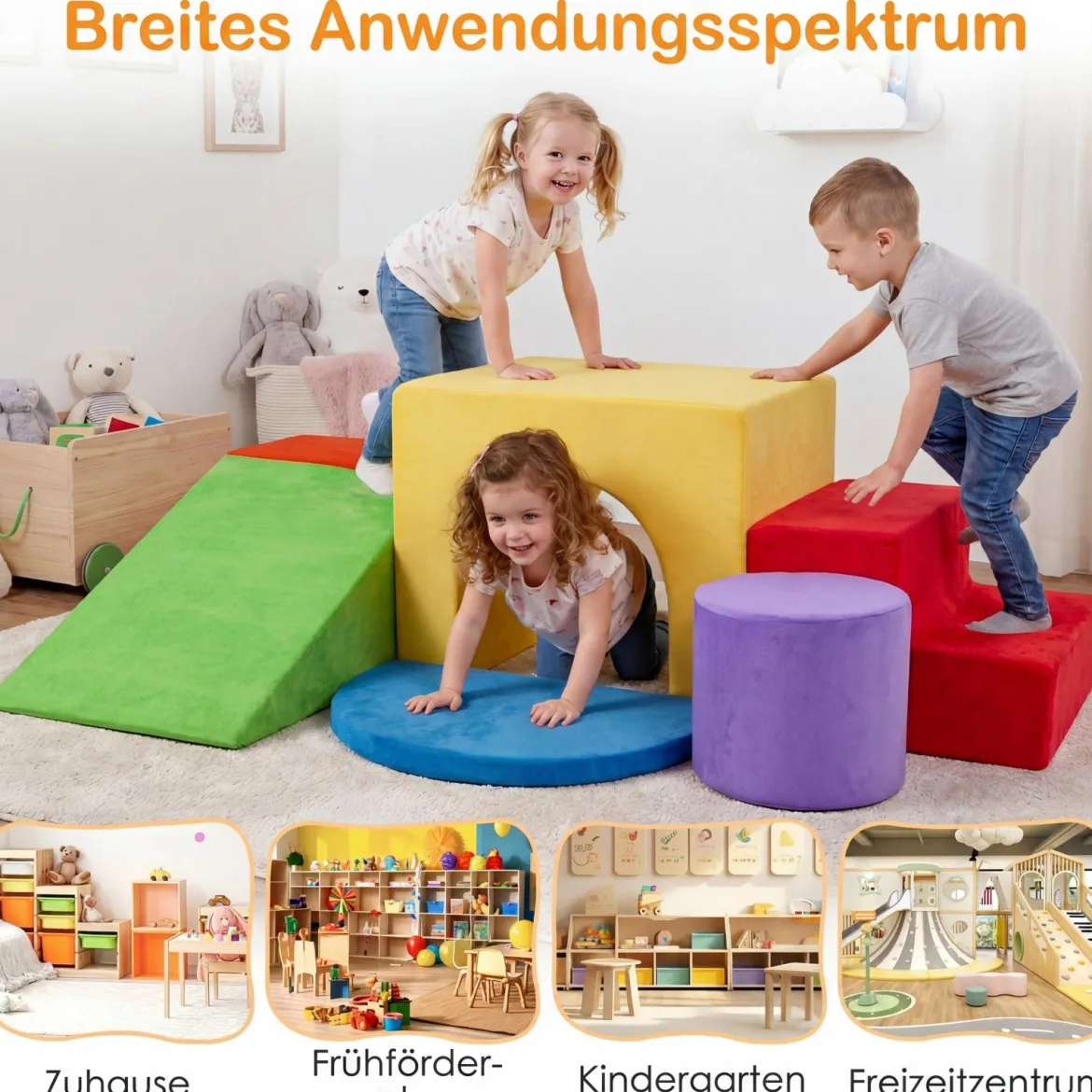 Schaumstoff Bausteine 6-Teilige Weiche Schaumstoffbausteine aus Samt Indoor Softbausteine