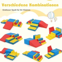 Schaumstoff-Kletterblöcke für Kleinkinder 7-teiliges Softspielzeug-Set mit Klettverschlüssen zum Krabbeln