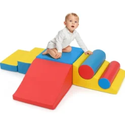 Schaumstoff-Kletterblöcke für Kleinkinder 7-teiliges Softspielzeug-Set mit Klettverschlüssen zum Krabbeln