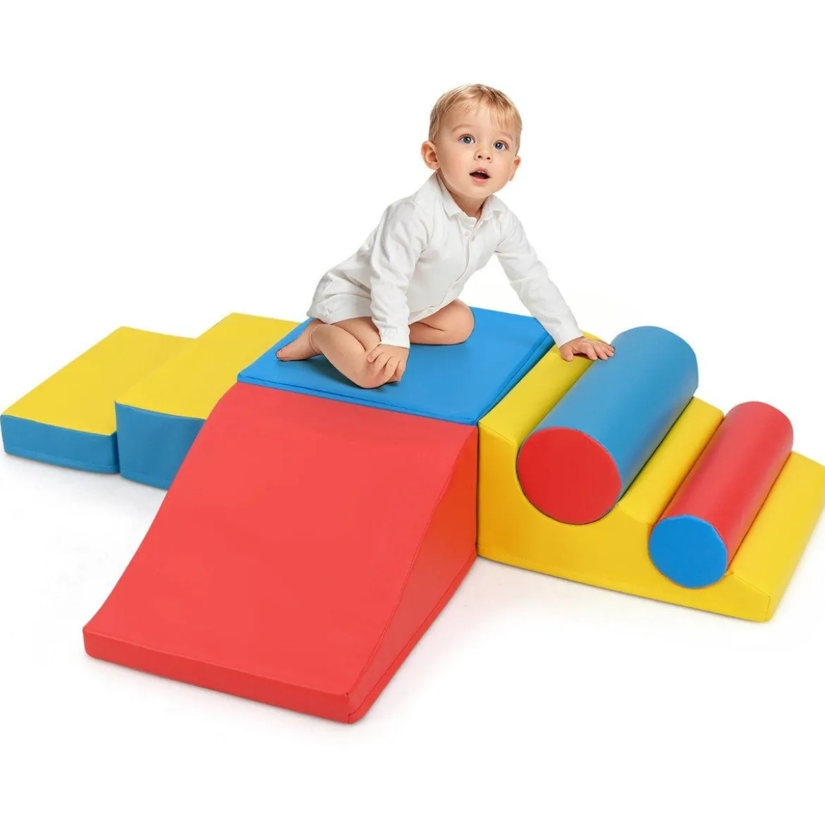 Schaumstoff-Kletterblöcke für Kleinkinder 7-teiliges Softspielzeug-Set mit Klettverschlüssen zum Krabbeln