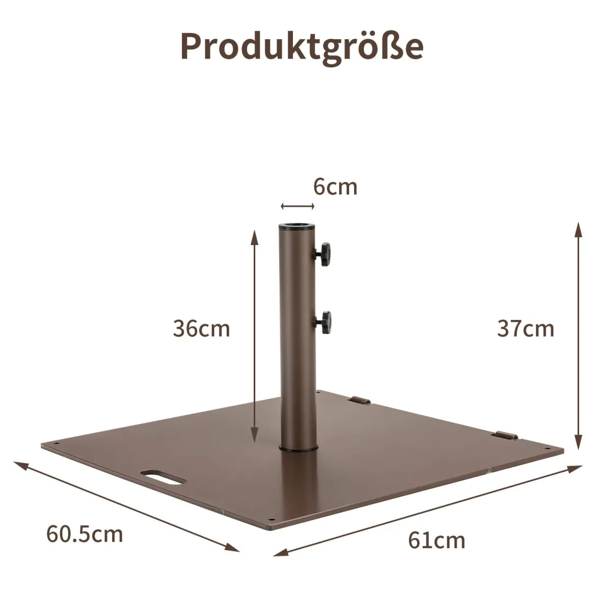 Schirmständer mit 2 Feststellknöpfen & 2 Rädchen tragbarer Schirmständer 60,5 x 61 x 36 cm Braun