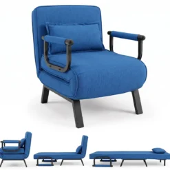 Schlafsessel mit Bettfunktion Umwandelbares Schlafsofa mit 5-fach Verstellbarer Rückenlehne für Zuhause