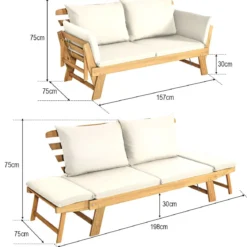 Schlafsofa für die Terrasse Tagesbett aus Akazienholz 198 x 75 x 75 cm