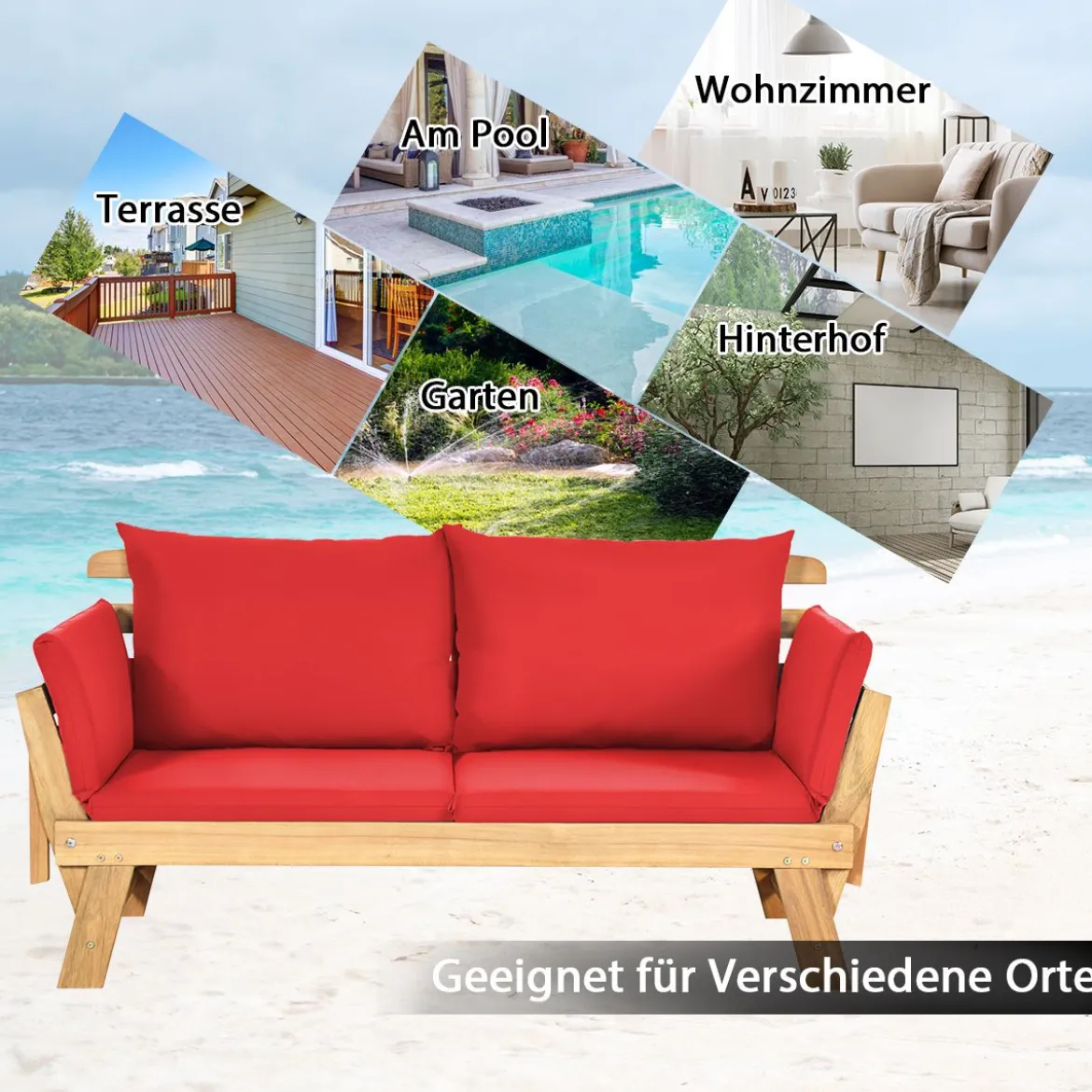 Schlafsofa für die Terrasse Tagesbett aus Akazienholz 198 x 75 x 75 cm