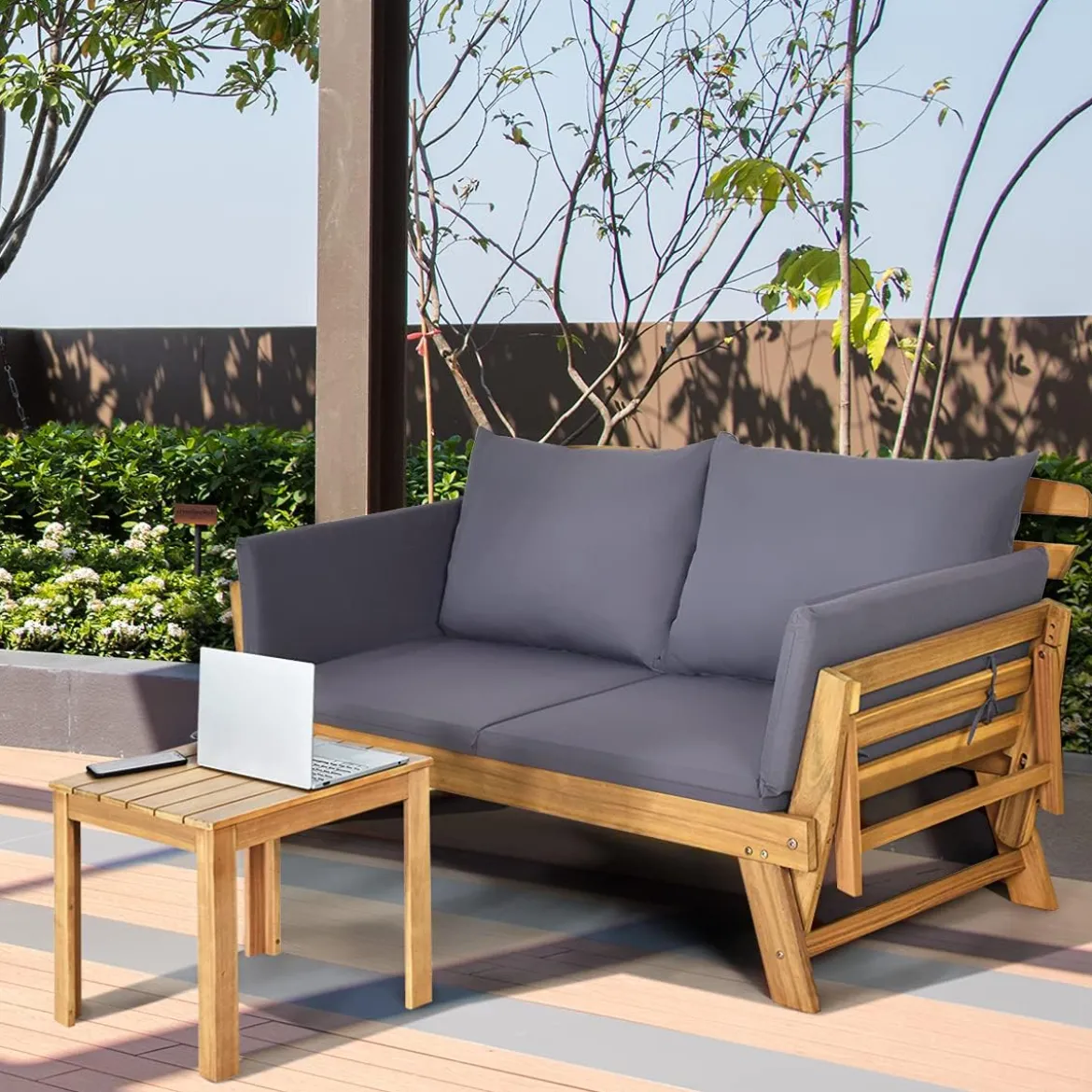 Schlafsofa für die Terrasse Tagesbett aus Akazienholz 198 x 75 x 75 cm