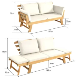 Schlafsofa für die Terrasse Tagesbett aus Akazienholz 198 x 75 x 75 cm