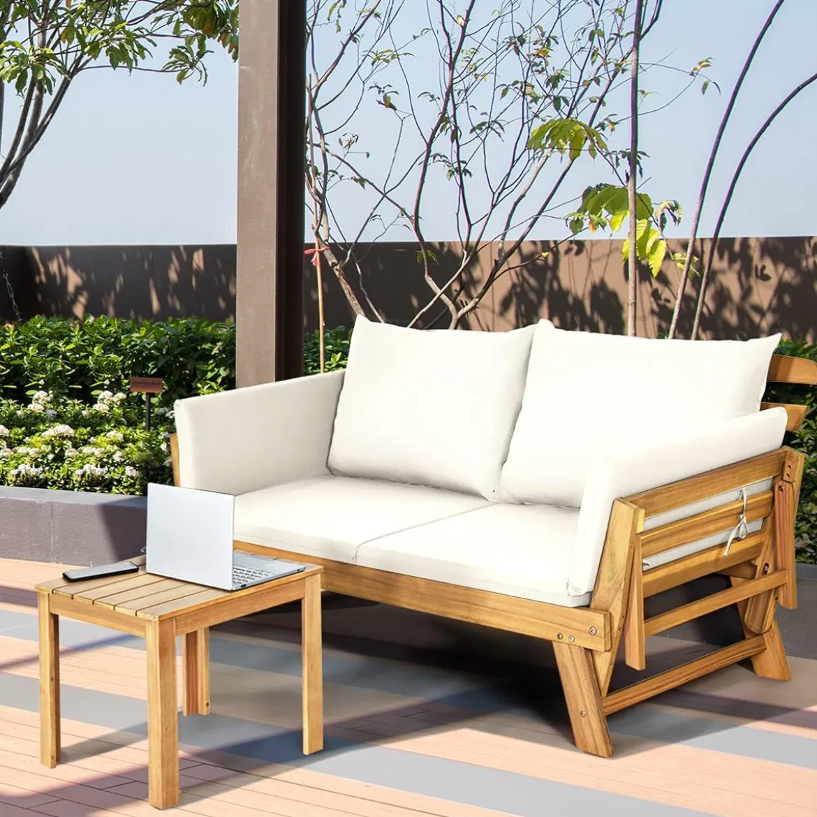 Schlafsofa für die Terrasse Tagesbett aus Akazienholz 198 x 75 x 75 cm
