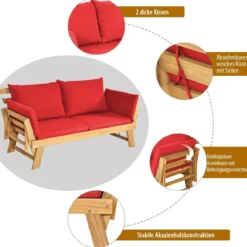 Schlafsofa für die Terrasse Tagesbett aus Akazienholz 198 x 75 x 75 cm