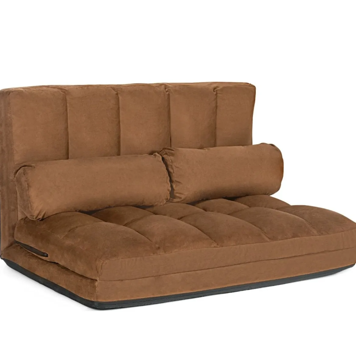 Schlafsofa mit 2 Kissen Sofabett mit 6 Stufig Verstellbarer Rücklehne Lazy Sofa Braun