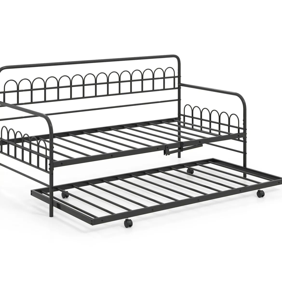 Schlafsofa mit Stabilem Metallrahmen & Ausziehbett Tagesbett 90 x 200 cm Schwarz