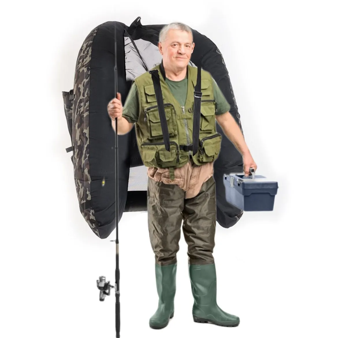 Schlauchboot aufblasbar Fischerboot Angelboot mit Aufbewahrungstaschen 136 x 105 x 54 cm
