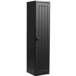 Schmal Badezimmerschrank mit 3 Abnehmbaren Regalen 16cm Breit Toilettenschrank Schwarz