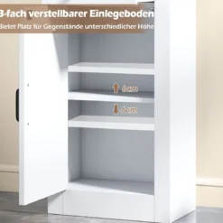 Schmaler Badezimmerschrank mit Schublade & Verstellbarem Regal Badschrank Hochschrank Weiß