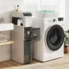 Schmaler Badezimmerschrank mit 2 Schubladen & Taschentuchbox Platzsparender Badschrank Weiß