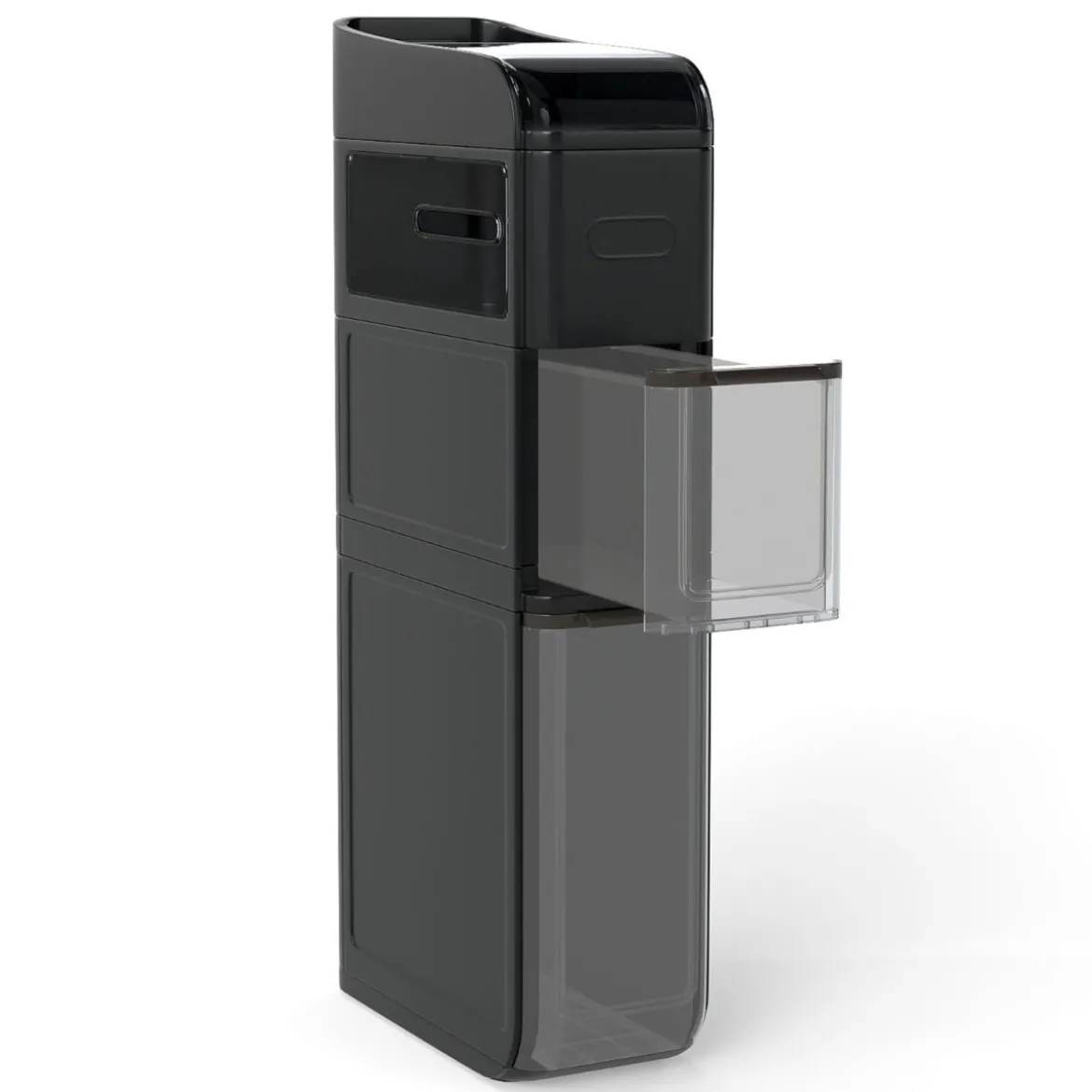 Schmaler Badezimmerschrank mit 2 Schubladen & Taschentuchbox Platzsparender Badschrank Schwarz